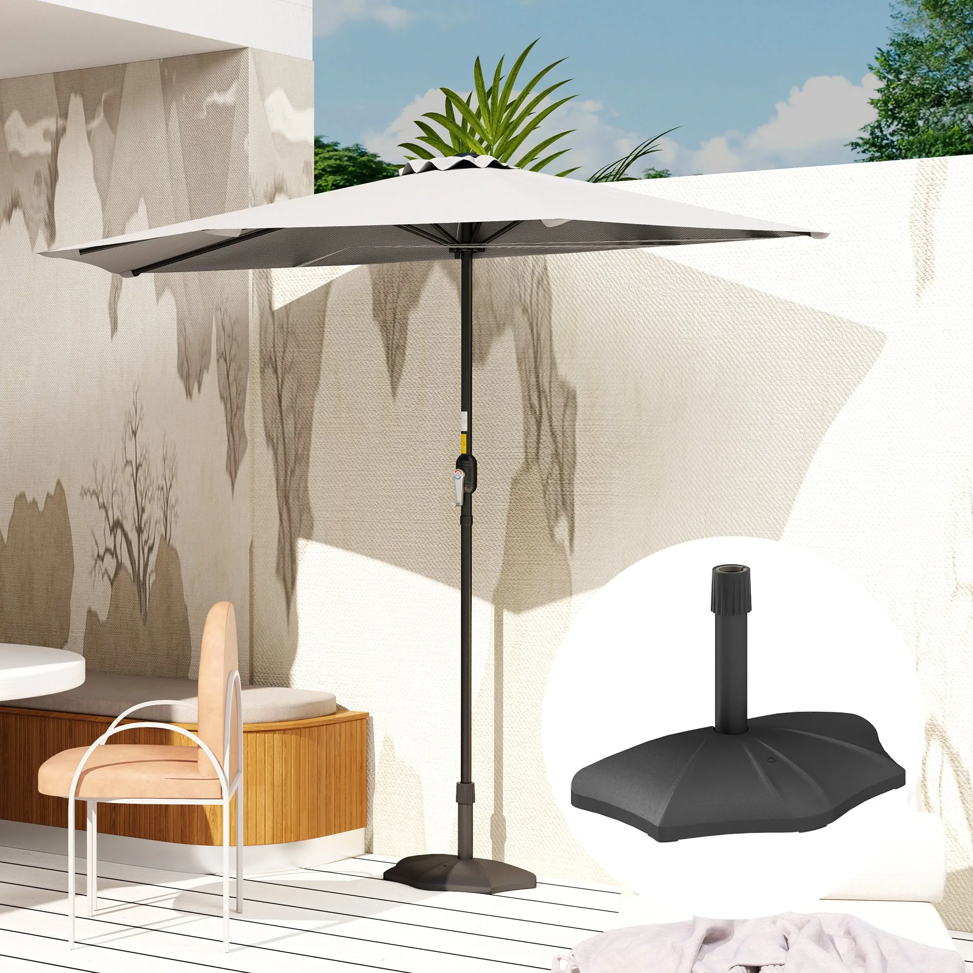 Patio Umbrella Base, 26 lbs Concrete Heavy Duty Half Umbrella Stand, Patio Umbrella Holder for 1.5"/1.9" Umbrella Poles for Outdoor, Lawn, Poolside, Black
