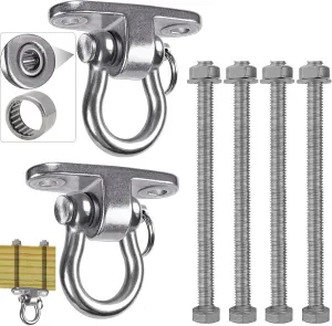 Permanent Antirust Stainless Heavy Duty 180° Rotary SwingSlient Bearing Swing Hanger,1500LB Wood Playground Yoga Hammock Chair, Rope sandbag Porch Swing 8.3/.031"