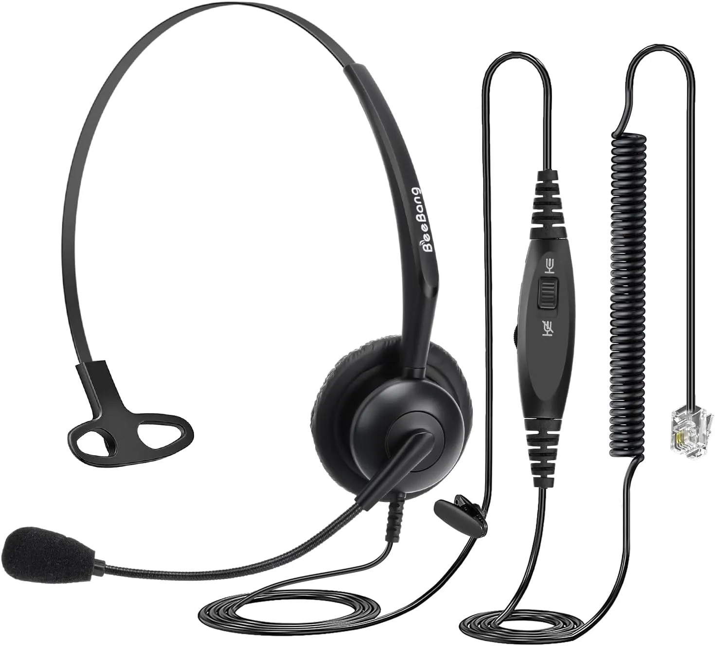 Phone Headset with RJ9 Jack for Call Center Deskphone, with Mic Mute Volume Controller, Mono Office Landline Telephone Headset with Microphone Noise Canceling for Polycom Avaya Nortel
