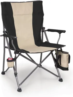 PICNIC TIME Big Bear XXL Camping Chair with Cooler, Heavy Duty Beach Chair, Outdoor Folding Chair, 500 lb weight capacity, (Black)