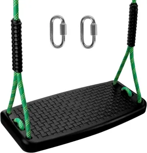 Plastic Swing Set Heavy Duty Replacement,with Adjustable Rope Non-Slip Hanging Tree,Children's Swing Seat Accessories Indoor Outdoor Backyard Playground,Black