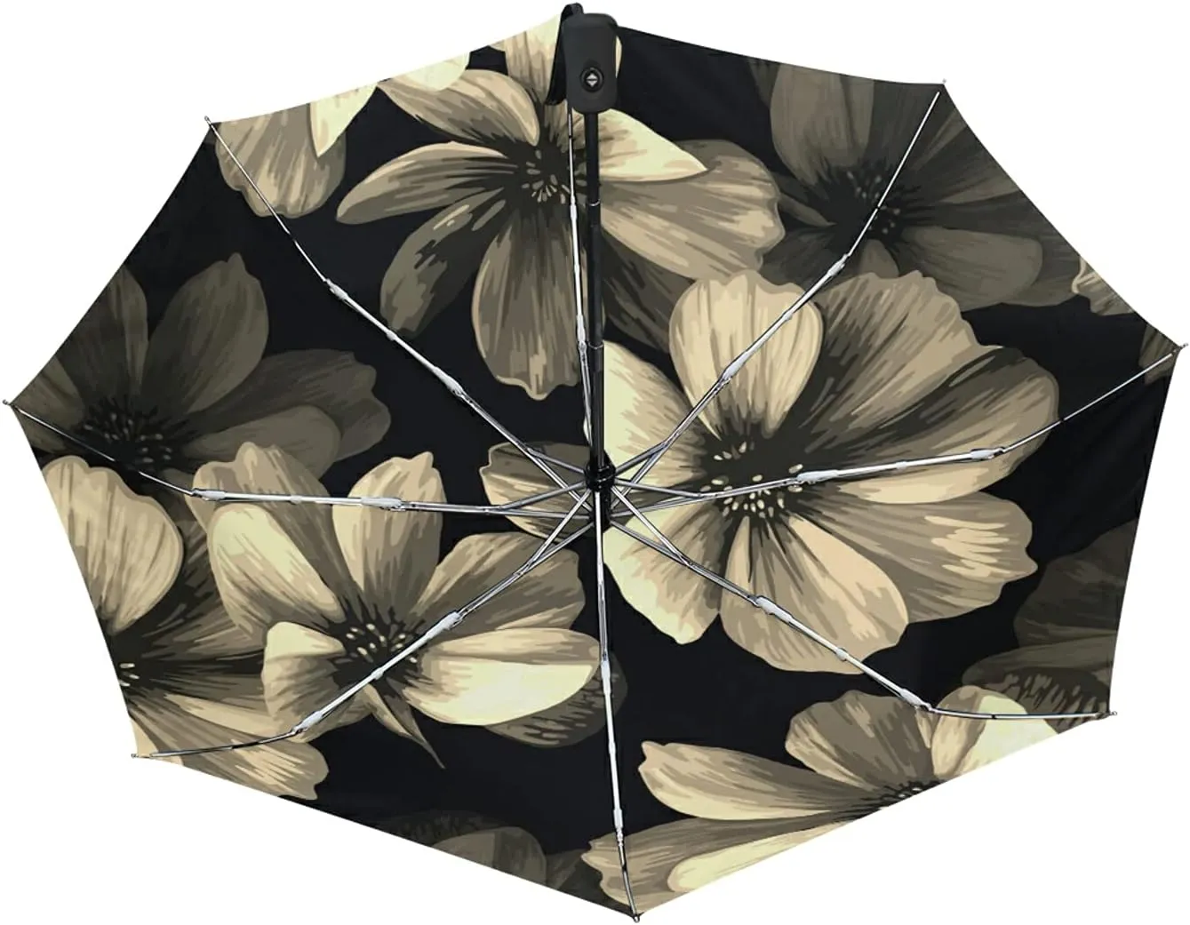 Poeticcity Auto Open/Close Folding Umbrella, Strong Inner Print Travel Rain Umbrella, Portable Automatic Compact Anti-UV Sun Parasol