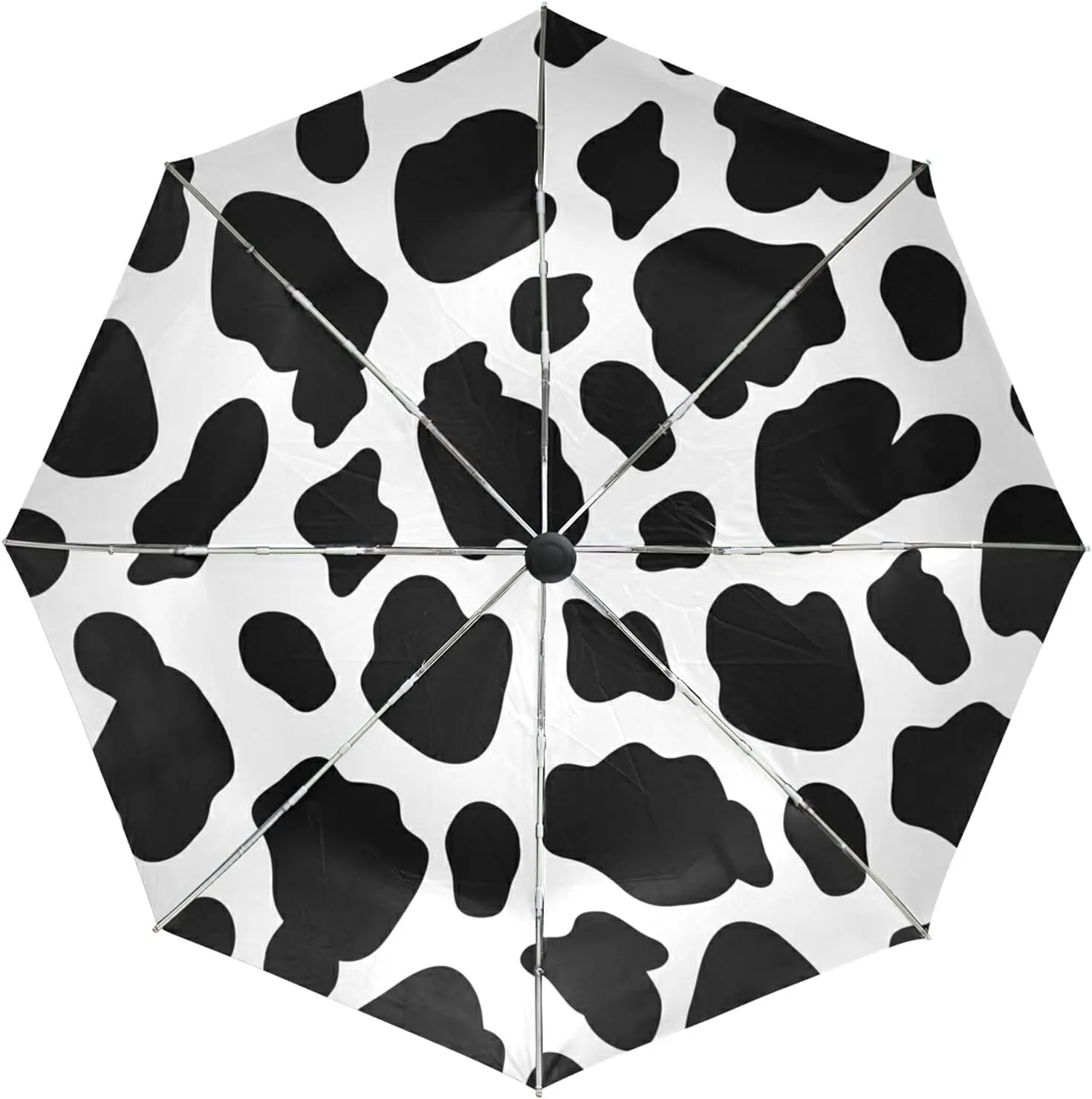 Poeticcity Auto Open/Close Folding Umbrella, Strong Inner Print Travel Rain Umbrella, Portable Automatic Compact Anti-UV Sun Parasol