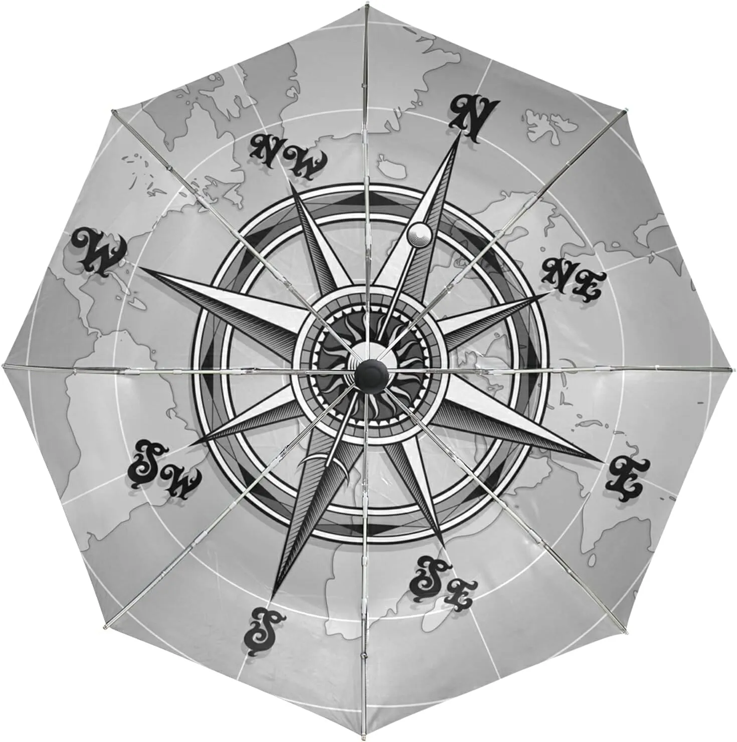Poeticcity Auto Open/Close Folding Umbrella, Strong Inner Print Travel Rain Umbrella, Portable Automatic Compact Anti-UV Sun Parasol