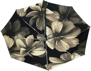 Poeticcity Auto Open/Close Folding Umbrella, Strong Inner Print Travel Rain Umbrella, Portable Automatic Compact Anti-UV Sun Parasol