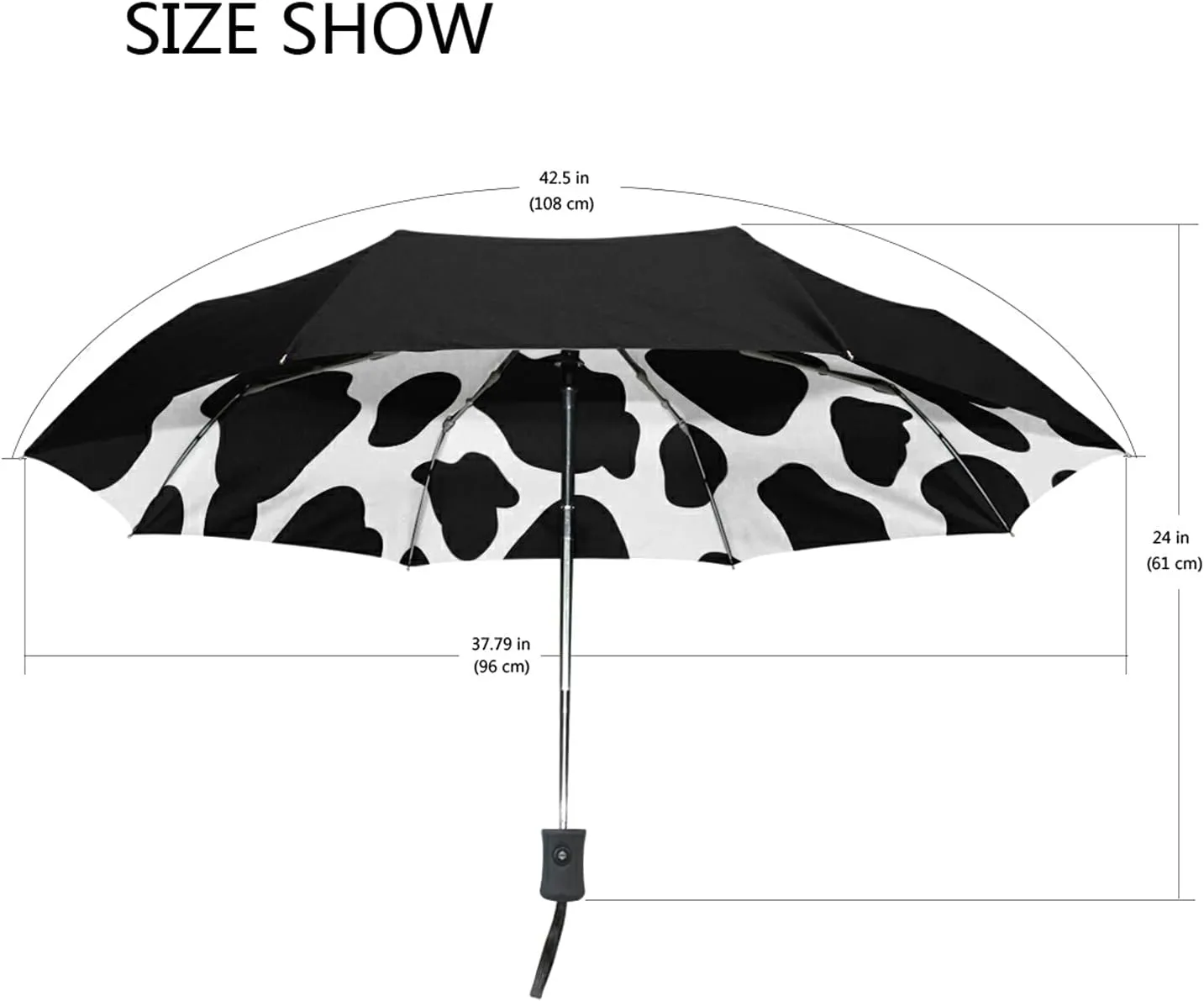 Poeticcity Auto Open/Close Folding Umbrella, Strong Inner Print Travel Rain Umbrella, Portable Automatic Compact Anti-UV Sun Parasol