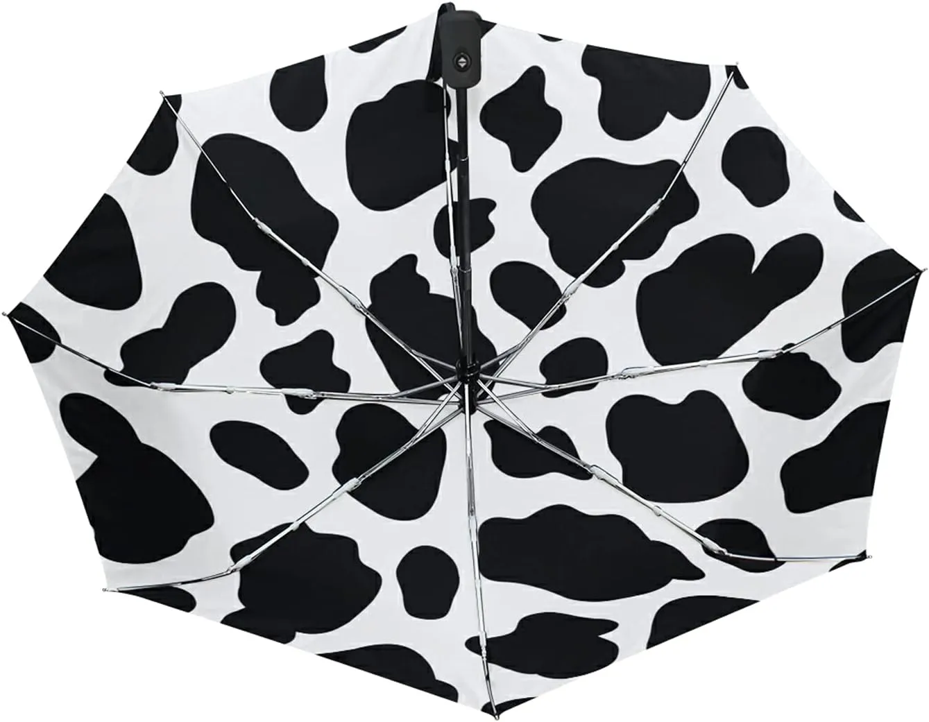 Poeticcity Auto Open/Close Folding Umbrella, Strong Inner Print Travel Rain Umbrella, Portable Automatic Compact Anti-UV Sun Parasol