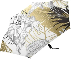Poeticcity Folding Umbrella, Anti-UV 3 Folds Lightweight Parasol, Compact Windproof Strong Umbrellas for Car Travel Sun & Rain