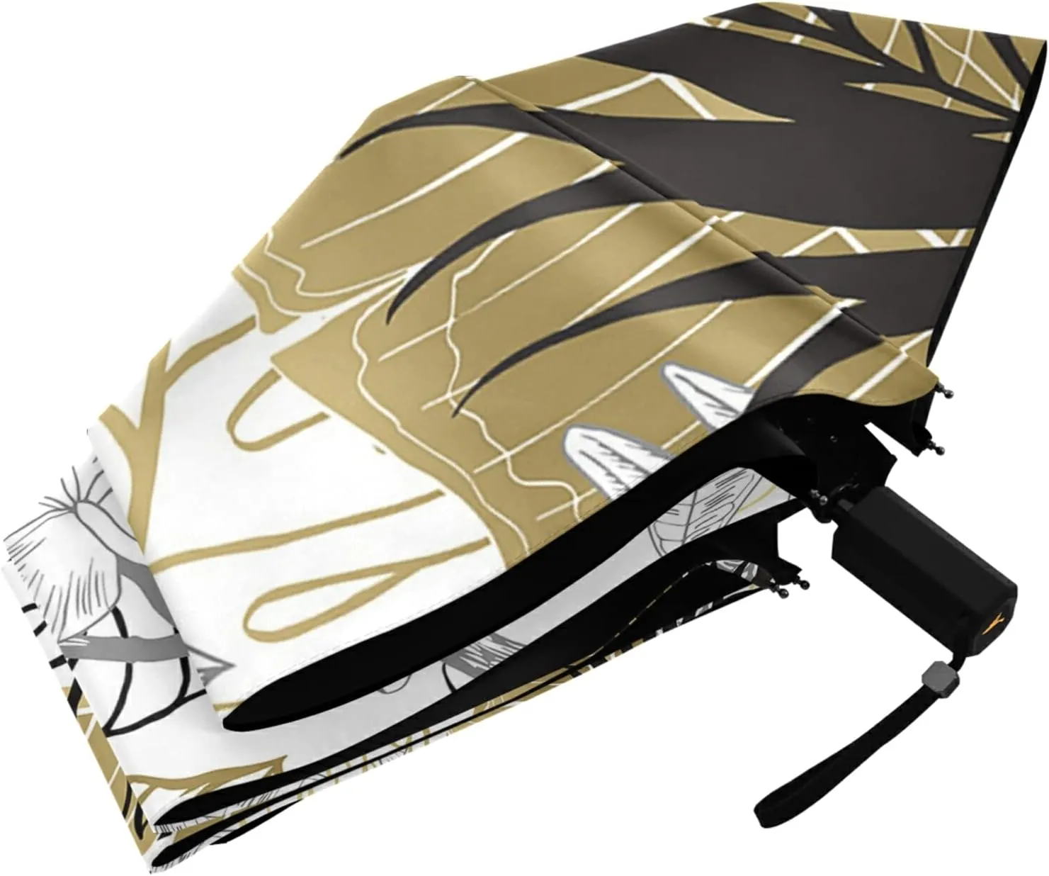 Poeticcity Folding Umbrella, Anti-UV 3 Folds Lightweight Parasol, Compact Windproof Strong Umbrellas for Car Travel Sun & Rain