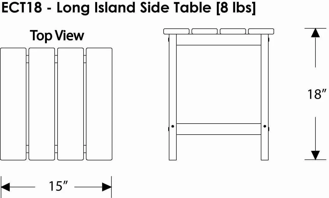 POLYWOOD GNS60BL Vineyard 60" Outdoor Swing, Black & ECT18BL Long Island 18" Side Table, Black
