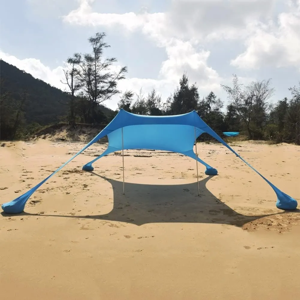 Pop Up Beach Tent Canopy, Portable Compact Camping Sun Shade Shelter, UPF 50  Sun Protection Windproof Lightweight with Carry Bag, 2 Aluminum Pole Instant Setup Family Shelter (Color : Blue)