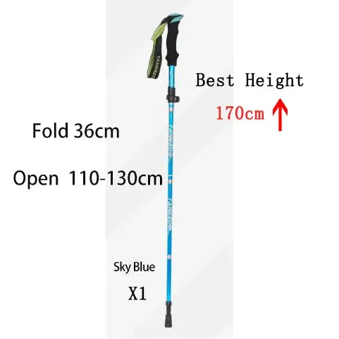 Portable 5-Section Foldable Trekking Pole: Telescopic Walking and Hiking Stick for Outdoor Adventures
