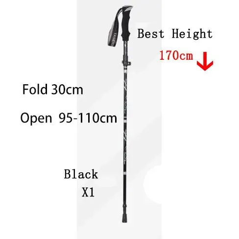 Portable 5-Section Foldable Trekking Pole: Telescopic Walking and Hiking Stick for Outdoor Adventures