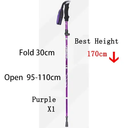 Portable 5-Section Foldable Trekking Pole: Telescopic Walking and Hiking Stick for Outdoor Adventures