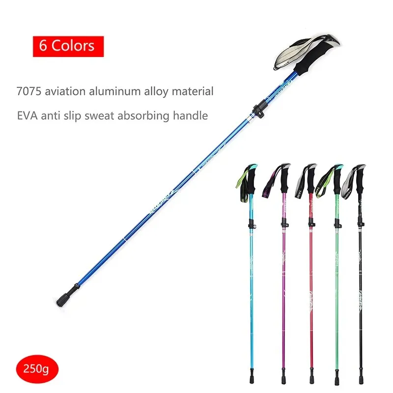 Portable 5-Section Foldable Trekking Pole: Telescopic Walking and Hiking Stick for Outdoor Adventures