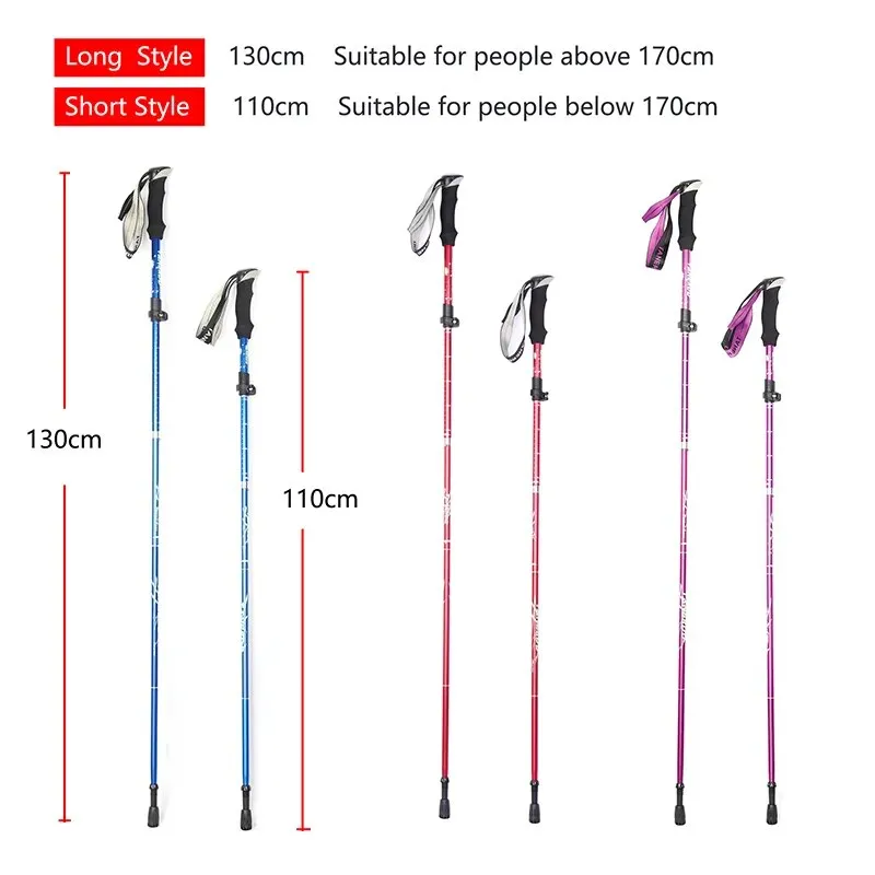 Portable 5-Section Foldable Trekking Pole: Telescopic Walking and Hiking Stick for Outdoor Adventures