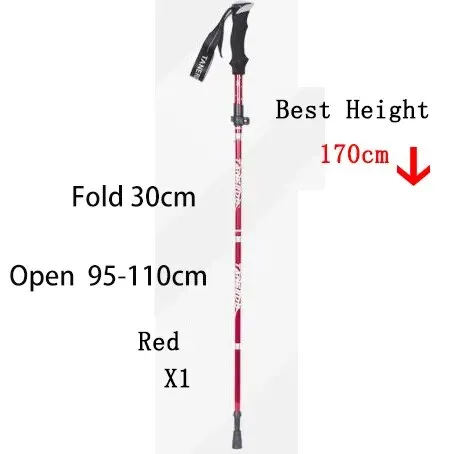 Portable 5-Section Foldable Trekking Pole: Telescopic Walking and Hiking Stick for Outdoor Adventures