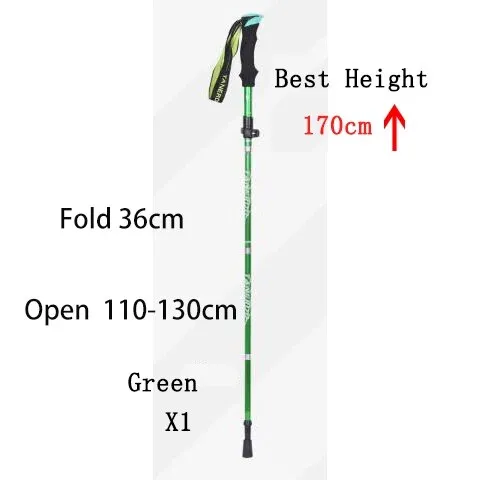Portable 5-Section Foldable Trekking Pole: Telescopic Walking and Hiking Stick for Outdoor Adventures