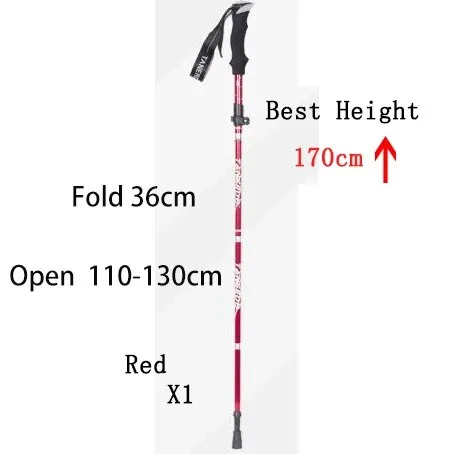 Portable 5-Section Foldable Trekking Pole: Telescopic Walking and Hiking Stick for Outdoor Adventures