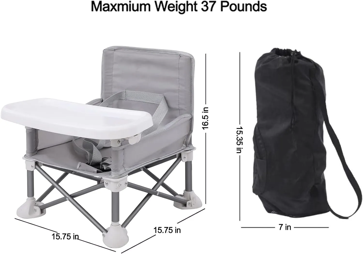 Portable Baby Booster Seat High Chair Travel Highchair for Camping, Beach, Lawn