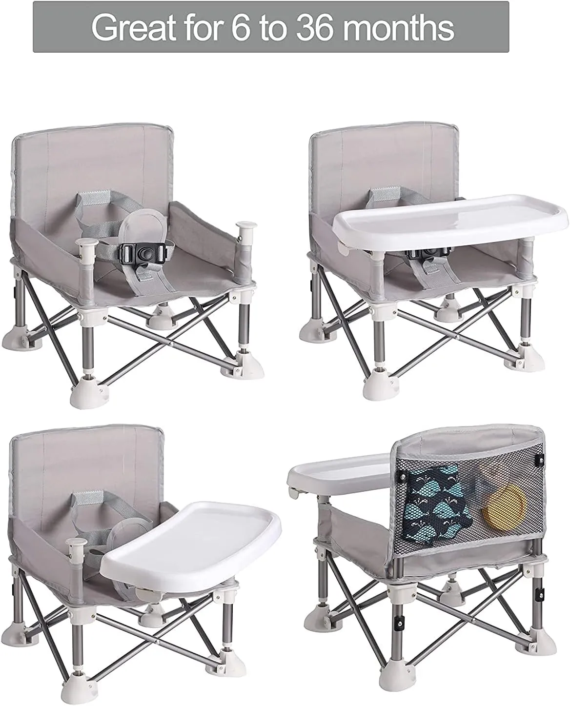 Portable Baby Booster Seat High Chair Travel Highchair for Camping, Beach, Lawn
