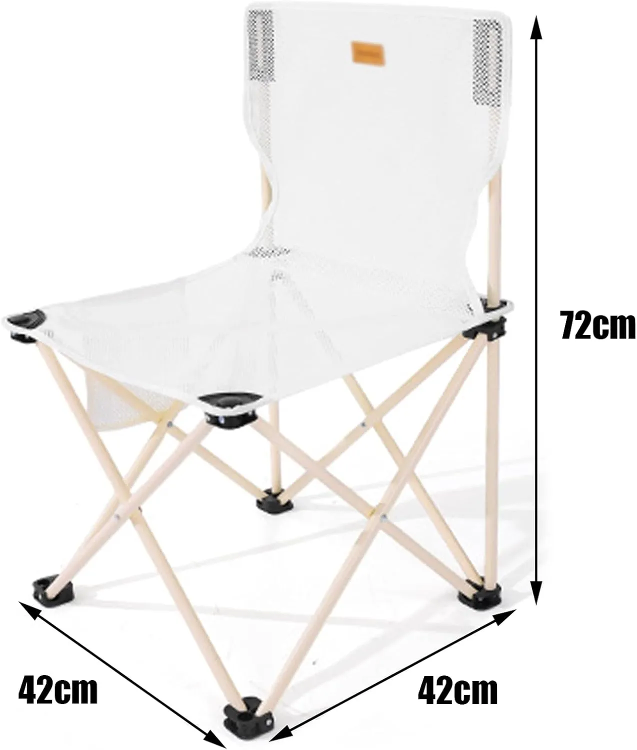 Portable Camping Chair - Outdoor Folding Chaise, Breathable Mesh Fabric, Side Storage Bag, Load Bearing Capacity of 150kg, Suitable for Various Outdoor Activities, 42CM*42CM*72CM, White