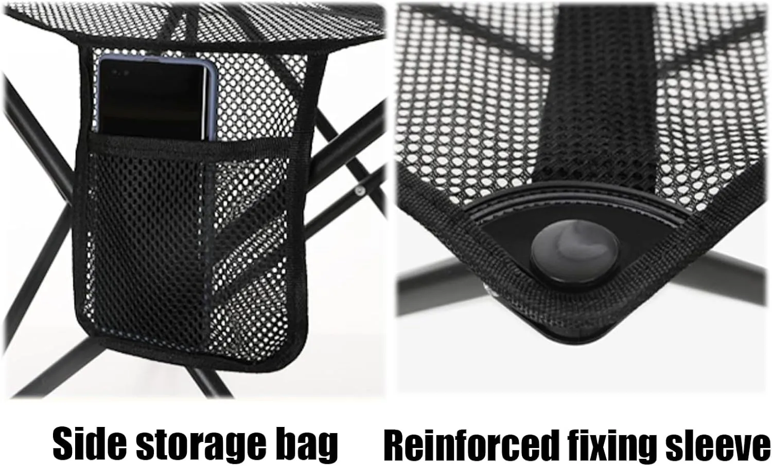 Portable Camping Chair - Outdoor Folding Chaise, Breathable Mesh Fabric, Side Storage Bag, Load Bearing Capacity of 150kg, Suitable for Various Outdoor Activities, 42CM*42CM*72CM, White
