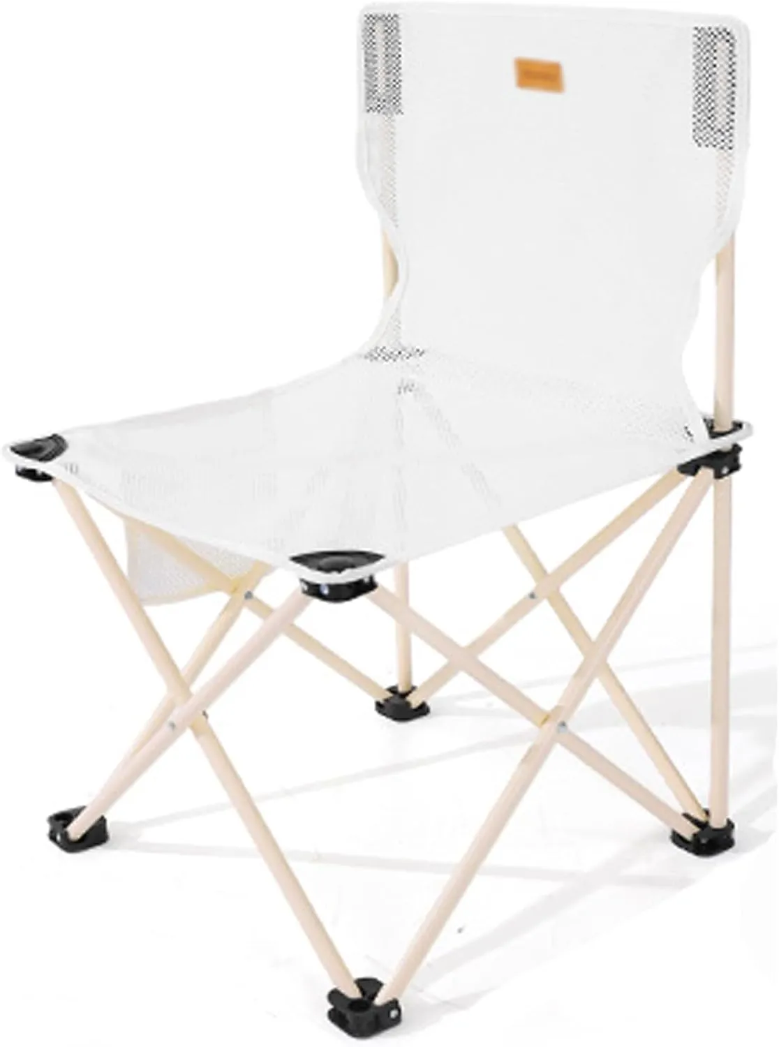 Portable Camping Chair - Outdoor Folding Chaise, Breathable Mesh Fabric, Side Storage Bag, Load Bearing Capacity of 150kg, Suitable for Various Outdoor Activities, 42CM*42CM*72CM, White
