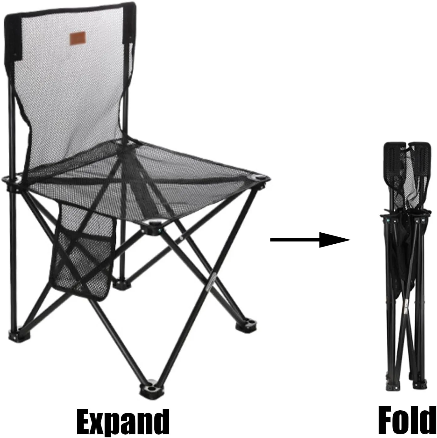 Portable Camping Chair - Outdoor Folding Chaise, Breathable Mesh Fabric, Side Storage Bag, Load Bearing Capacity of 150kg, Suitable for Various Outdoor Activities, 42CM*42CM*72CM, White