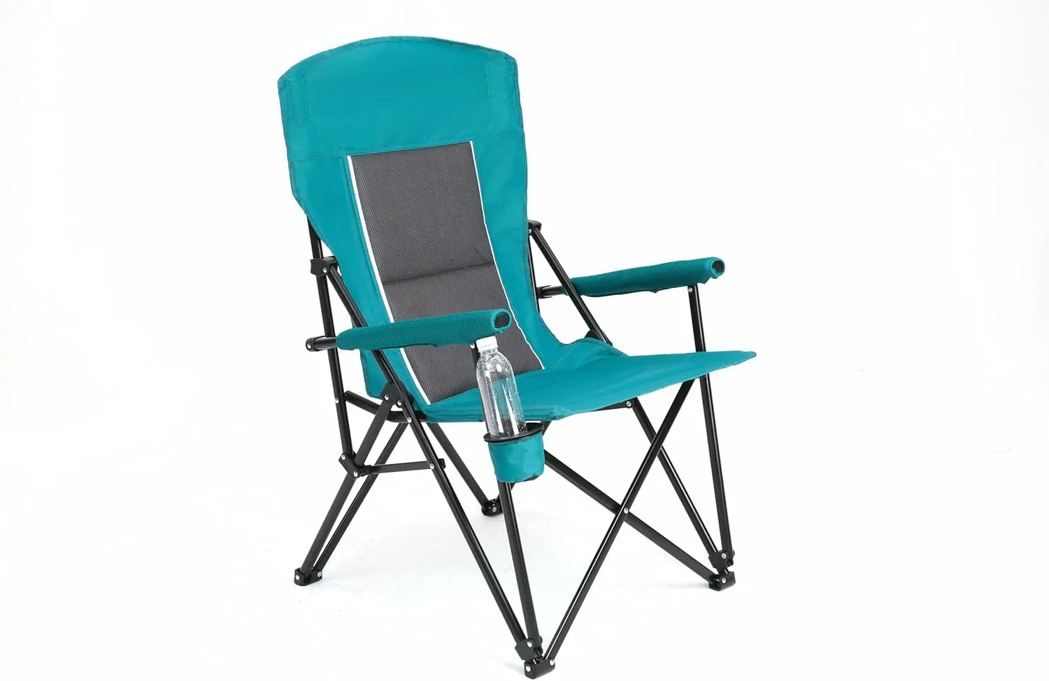 Portable Camping Chair,High Back Heavy-Duty Lawn Chair Support Up to 250 lbs, Folding Chairs with Cup-Holder for Outdoor,Fishing,Sports Events, RV Travel (Blue)