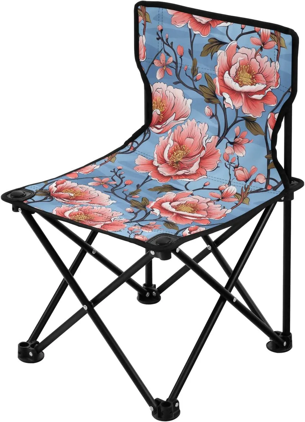 Portable Camping Chairs Flowers Floral Pink Lightweight Folding Chair for Camping, Beach, Picnic, Travel and Sports with Carry Bag 20850585