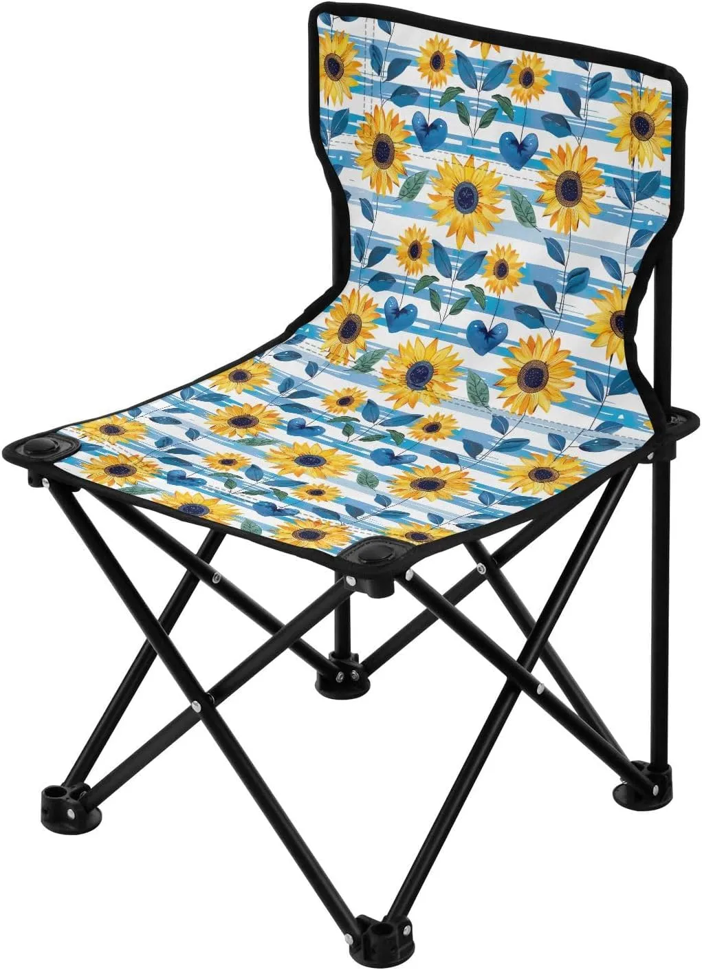Portable Camping Chairs Sunflower Flowers Stripe Lightweight Folding Chair for Camping, Beach, Picnic, Travel and Sports with Carry Bag 20855916