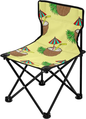 Portable Coconuts on Green Camping Chair Ultralight Backpack Beach Chairs for Adults with Carrying Bag Travel Chairs for Adults for Ice Fishing Lawn