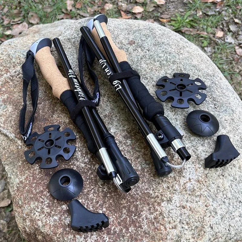 Portable Foldable 5-Section Trekking Pole Set for Hiking