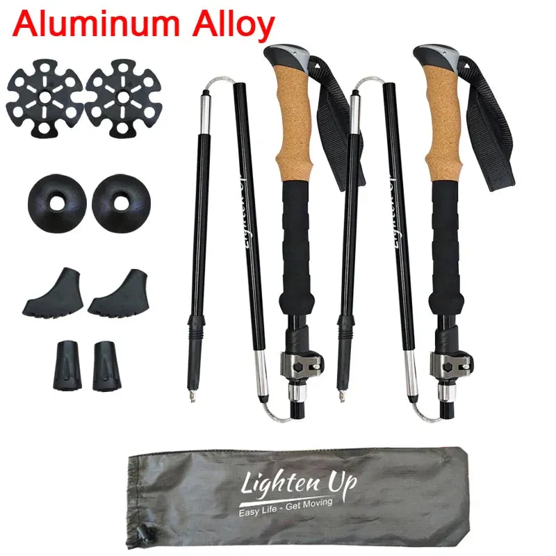Portable Foldable 5-Section Trekking Pole Set for Hiking
