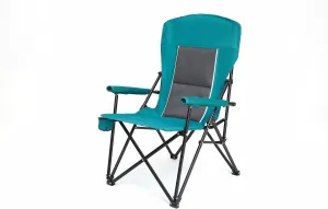 Portable Folding Camping Chair, Heavy Duty Lawn Chair with High Back Support 250LBS Capacity, with Cup Holder, Extra Wide Seat - Durable Outdoor Chair for Beach, Fishing, Backyard (Blue)