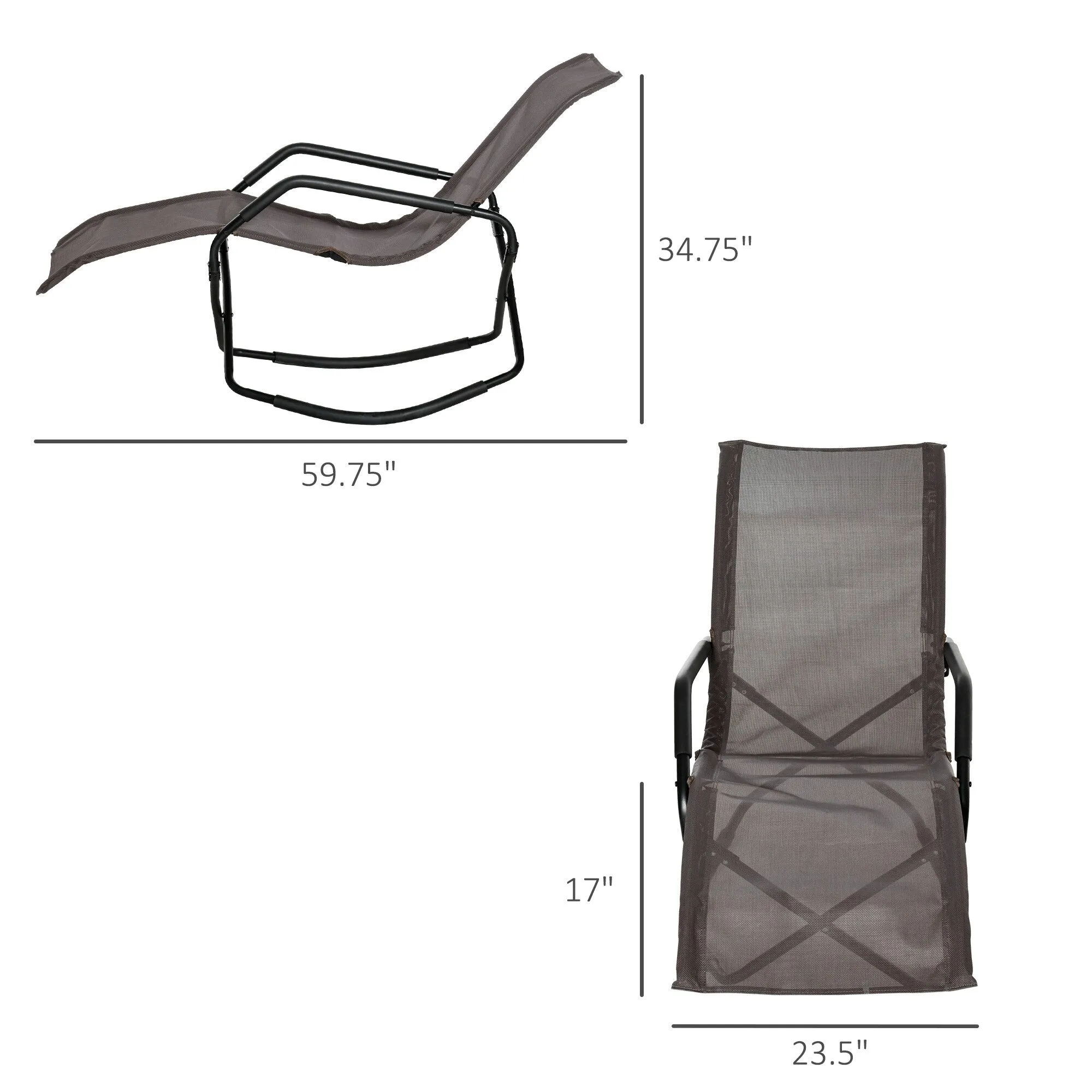 Portable Folding Rocking Sun Lounger - Outdoor Chaise Lounge Chair for Sunbathing and Relaxing