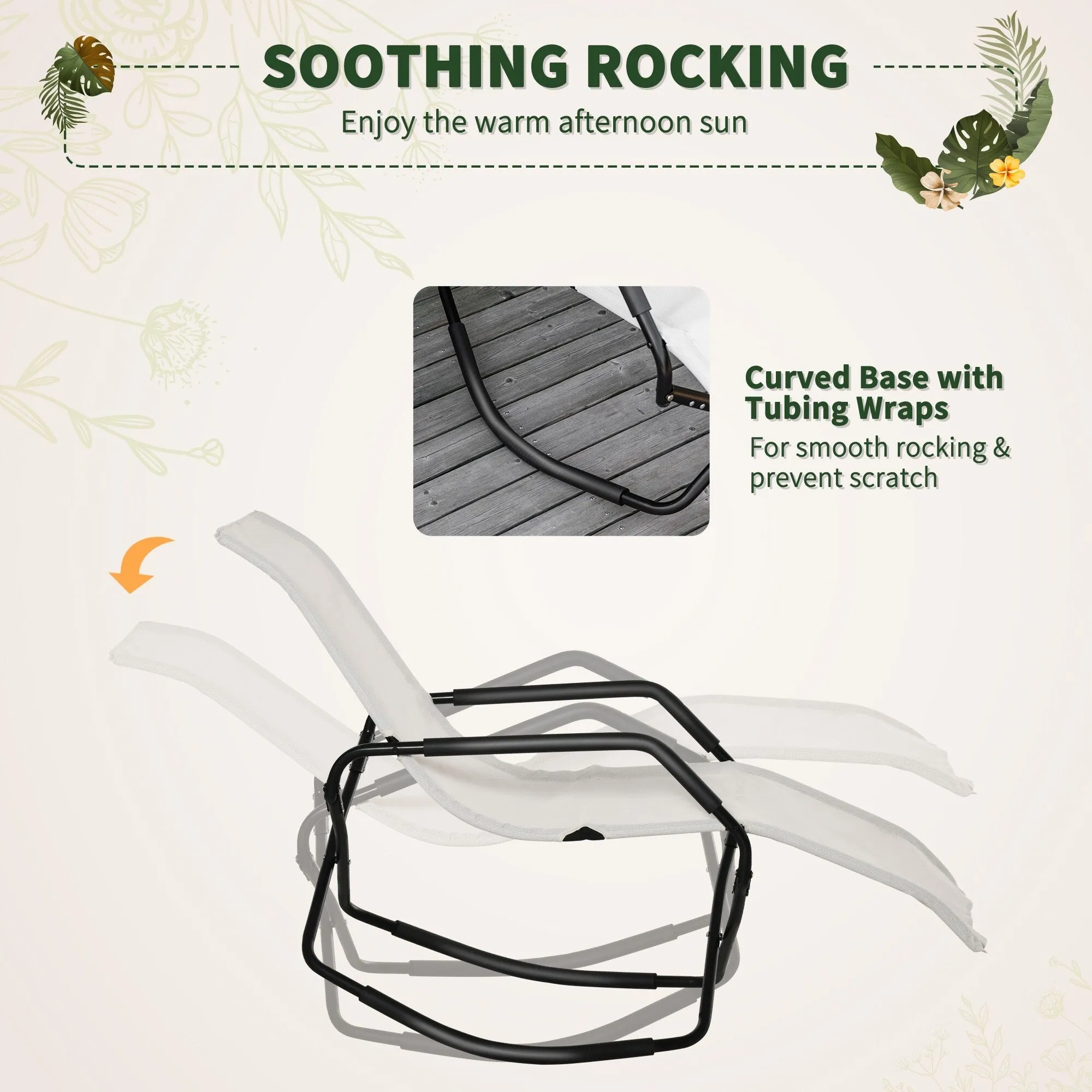 Portable Folding Rocking Sun Lounger - Outdoor Chaise Lounge Chair for Sunbathing and Relaxing