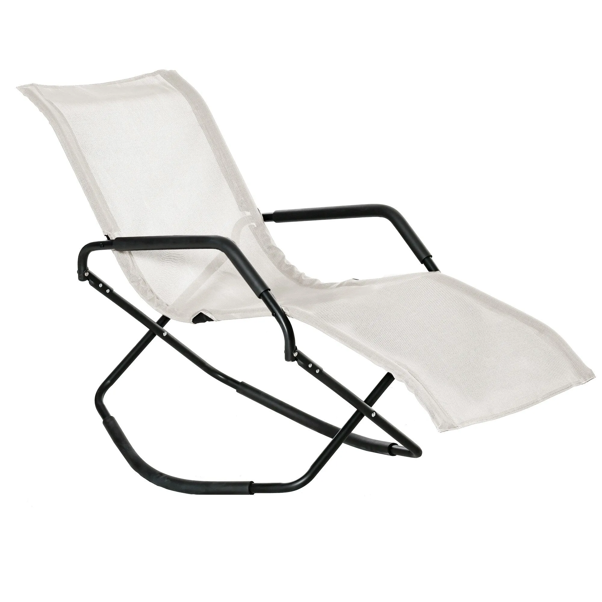 Portable Folding Rocking Sun Lounger - Outdoor Chaise Lounge Chair for Sunbathing and Relaxing
