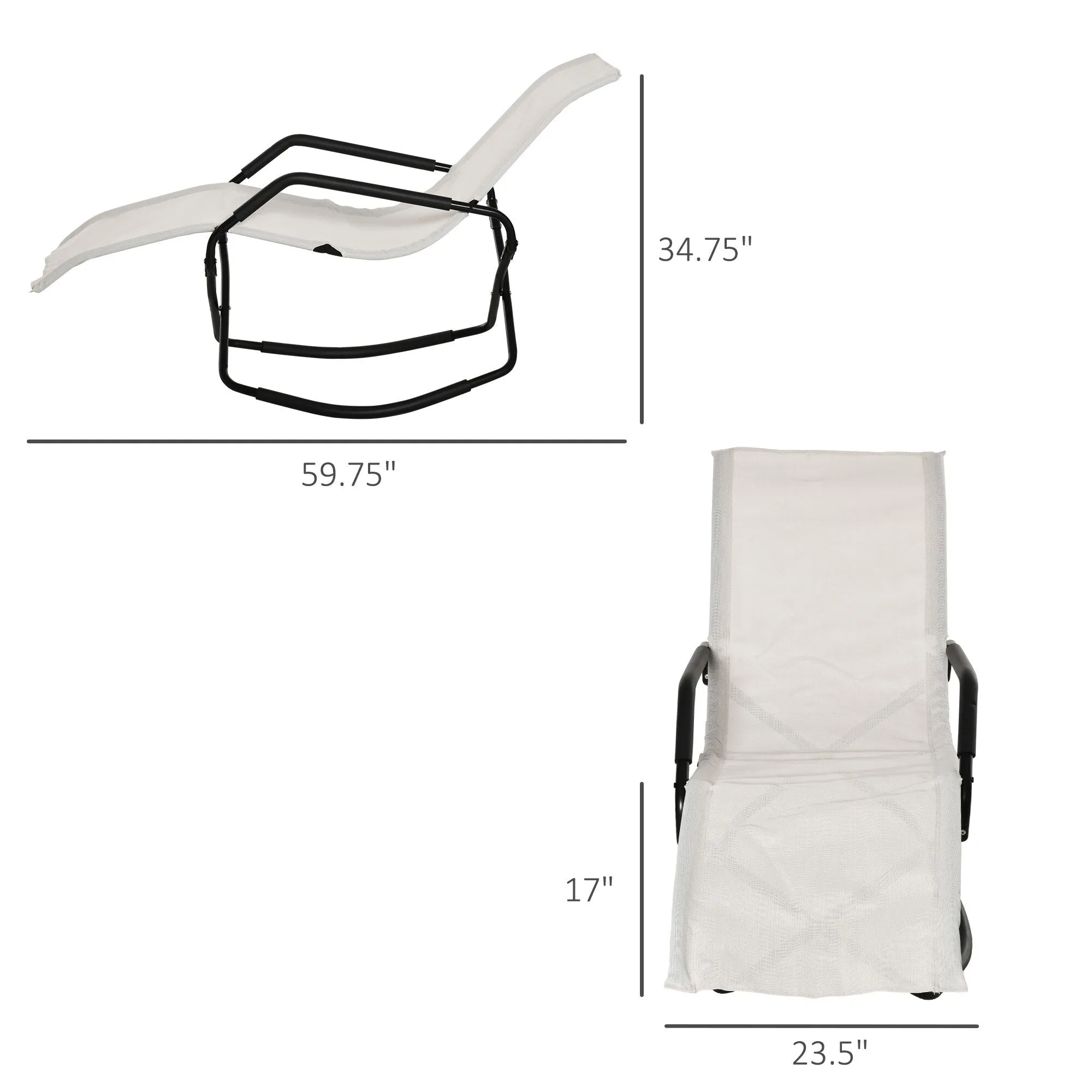 Portable Folding Rocking Sun Lounger - Outdoor Chaise Lounge Chair for Sunbathing and Relaxing