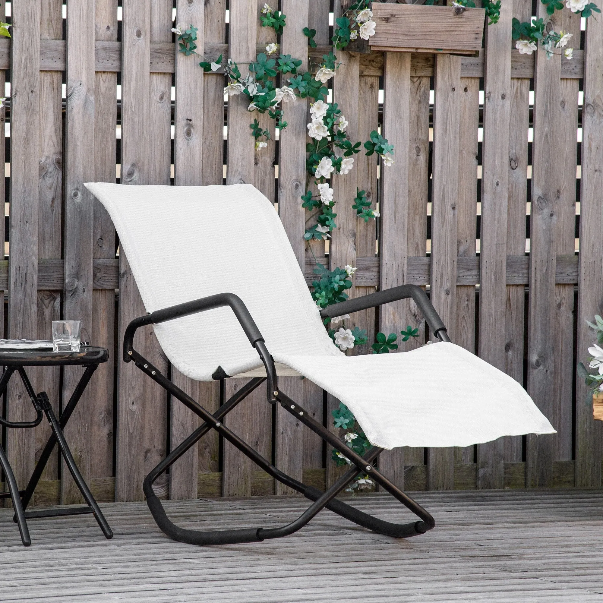 Portable Folding Rocking Sun Lounger - Outdoor Chaise Lounge Chair for Sunbathing and Relaxing