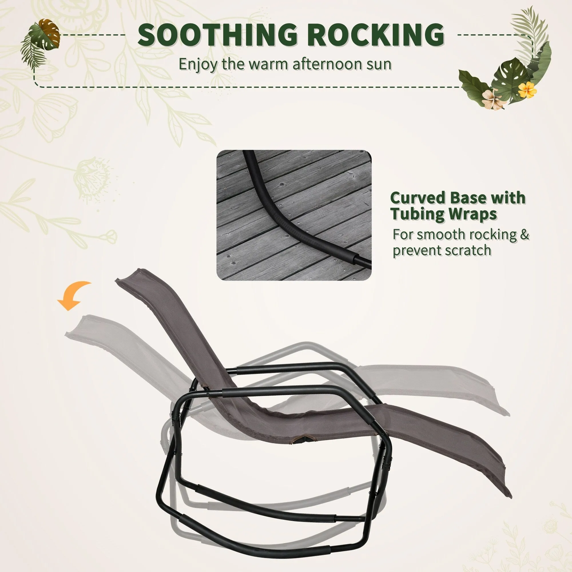 Portable Folding Rocking Sun Lounger - Outdoor Chaise Lounge Chair for Sunbathing and Relaxing
