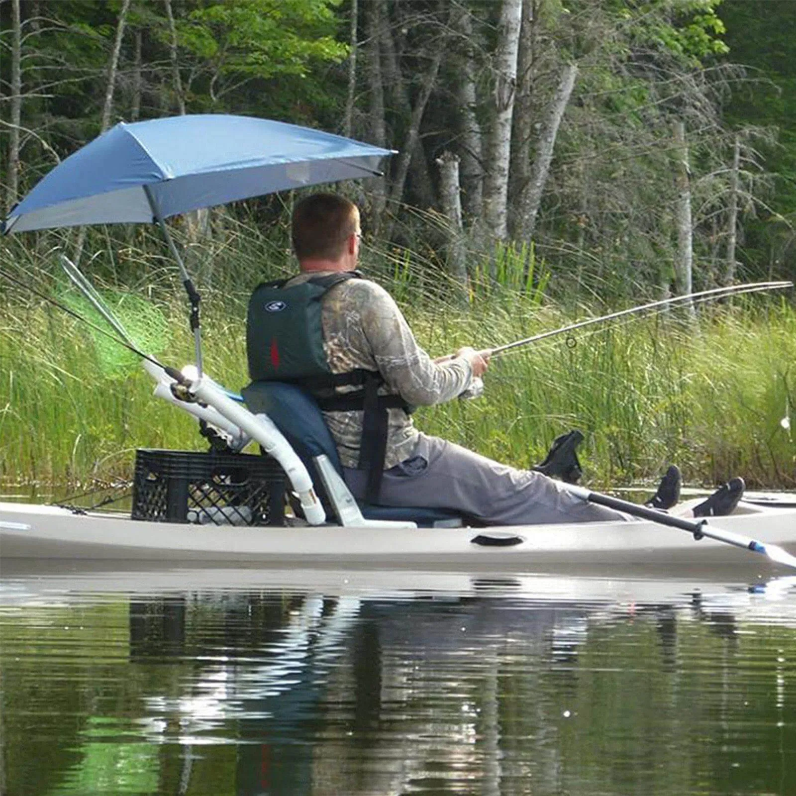 Portable Folding Umbrella with Clamp - Compact Outdoor Canopy