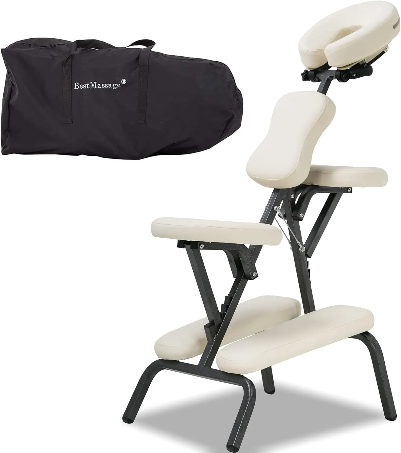 Portable Massage Chair for Tattoo and Spa Foldable Massage Therapy Chair with Adjustable Face Cradle High-Density Cushion Lightweight Design with Carrying Bag Ideal for Salon Use (Black)