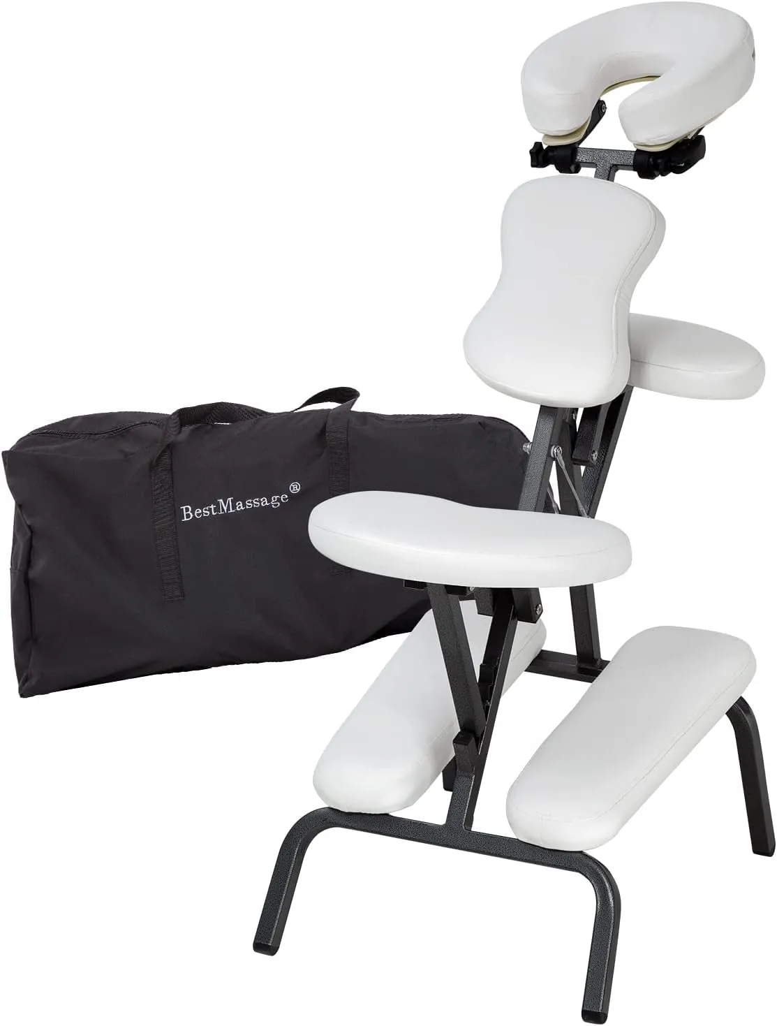 Portable Massage Chair for Tattoo and Spa Foldable Massage Therapy Chair with Adjustable Face Cradle High-Density Cushion Lightweight Design with Carrying Bag Ideal for Salon Use (Black)