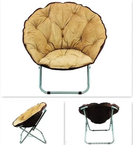 Portable Moon Chair Camping Chair Folding Hiking Chair Recliner Home Furniture Fishing Chair(Color:Khaki)
