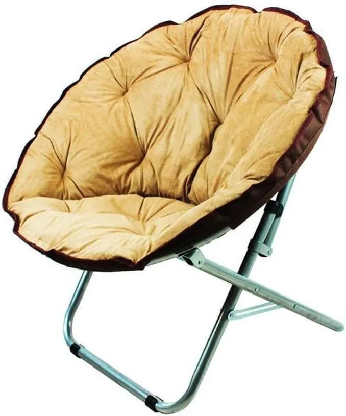 Portable Moon Chair Camping Chair Folding Hiking Chair Recliner Home Furniture Fishing Chair(Color:Khaki)