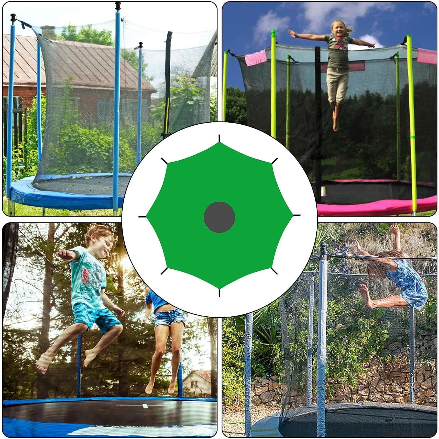 Portable Trampoline Sun Canopy - Backyard Tent Cover, Durable UV Shield | 4.87 meters All Weather Trampoline Roof, Tear Resistant Sunshade, Sports Fun Shade in Hot Weather