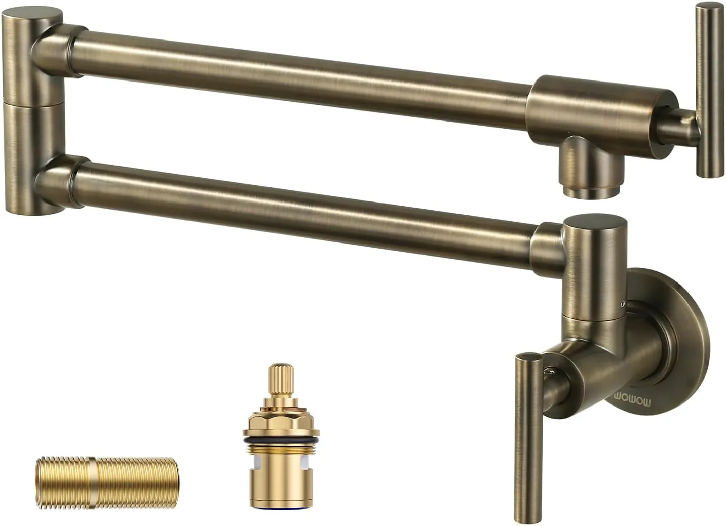 Pot Filler Faucet Green Bronze, WOWOW Brass Pot Filler Wall Mount Kitchen Stove Faucet with Double Joint Swing Arms