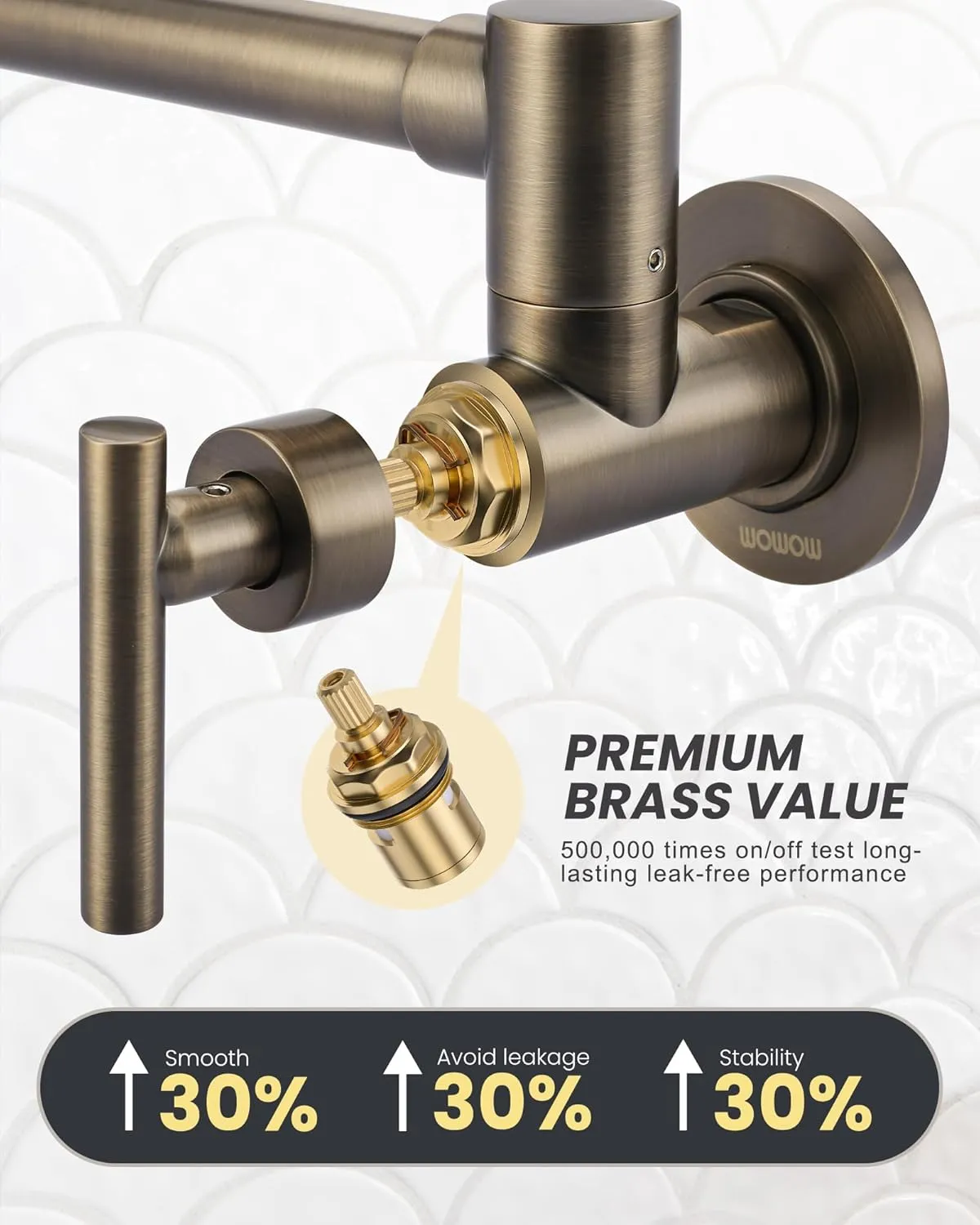 Pot Filler Faucet Green Bronze, WOWOW Brass Pot Filler Wall Mount Kitchen Stove Faucet with Double Joint Swing Arms